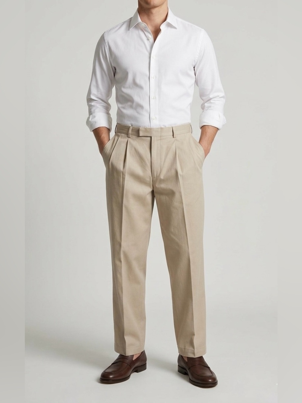 Gino Sena Vintage Double Pleated Dress Pants Tan Trousers Made In Italy